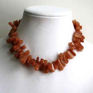 Orange Polished Natural Stone Beaded Choker Necklace